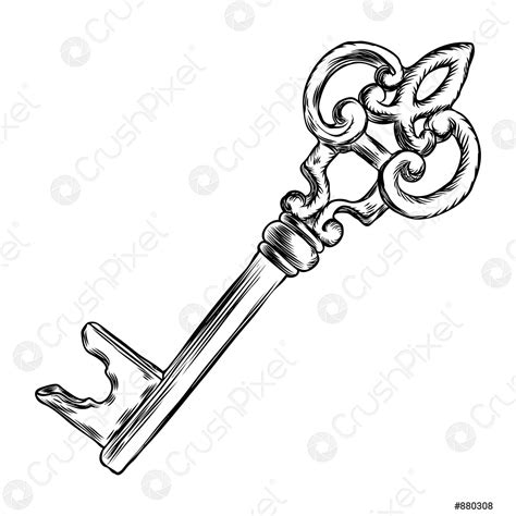 Dibujo a mano antiguo clave estilo boceto de la llave - vector de stock ...