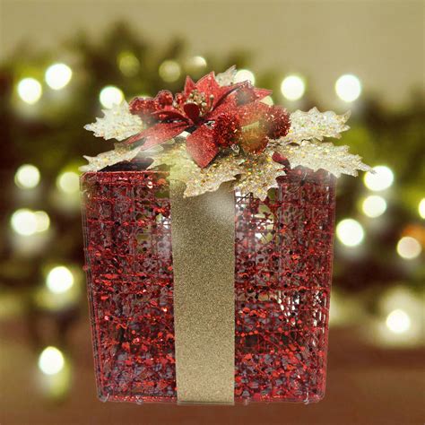 Holiday Time Glitter Wire Gift Box Decor, Red - Walmart.com