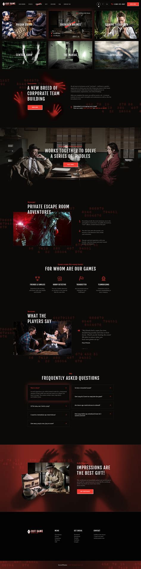 Exit Game | Real-Life Secret Escape Room WordPress Theme by AncoraThemes