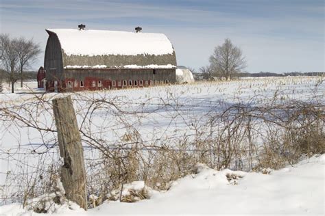 Red Barn in Winter stock image. Image of january, december - 48562037