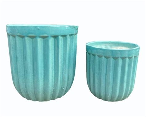 Lining Design Sky Blue Ceramic Flower Pot, For Outdoor, Size: 12inch ...