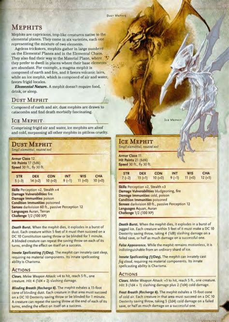 Dust and Ice Mephits 5e | Dungeons and dragons game, Dnd monsters, Dungeons and dragons homebrew