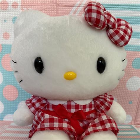 hello kitty plush with red gingham dress! Very cute... - Depop