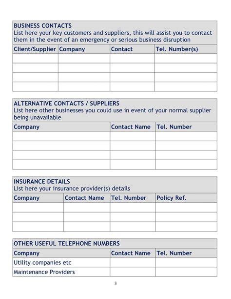 Business continuity plan template in Word and Pdf formats - page 3 of 8