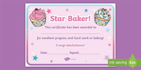 Star Baker Certificate - Twinkl - KS1 (teacher made)