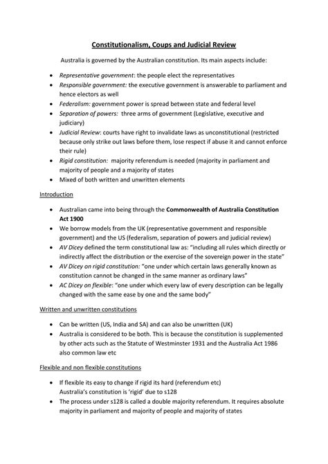 Constitutionalism Notes | LAWS1141 - Principles of Public Law - UNSW | Thinkswap