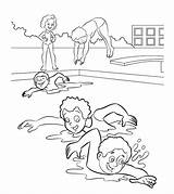 Girl Swimming Coloring Page sketch template