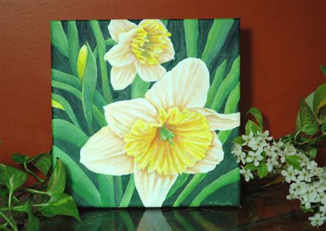 Daffodils in the Garden Original Acrylic Painting 12 X 12 - Etsy