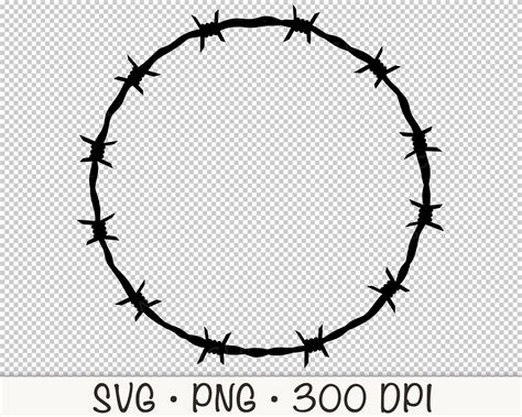 Round Circle Barbed Wire Frame SVG Vector Cut File and PNG - Etsy