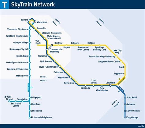 Canada line skytrain map - Skytrain line map (British Columbia - Canada)