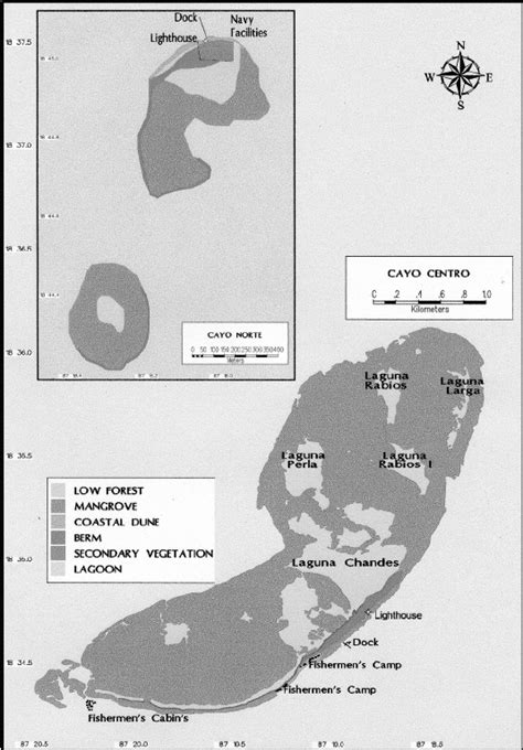 Types of vegetation in Cayo Norte and Cayo Centro, two of the main ...