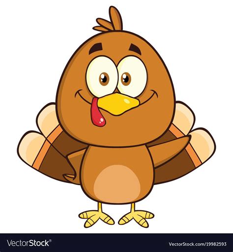 Cute turkey bird cartoon character waving Vector Image | Cute animal clipart, Thanksgiving ...