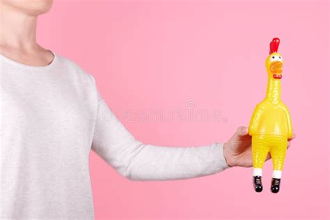 Funny Rubber Toy Chicken with Open Mouth. on Pink Background Stock Photo - Image of crazy ...