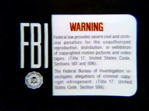 WCI/Warner Home Video/Warner Bros. Home Entertainment Warning Screens | The FBI Warning Screens ...