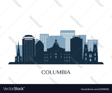 Columbia skyline monochrome silhouette Royalty Free Vector