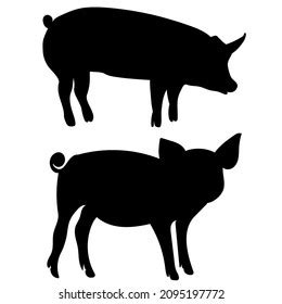 Pig Silhouette Black Isolated Vector Stock Vector (Royalty Free ...