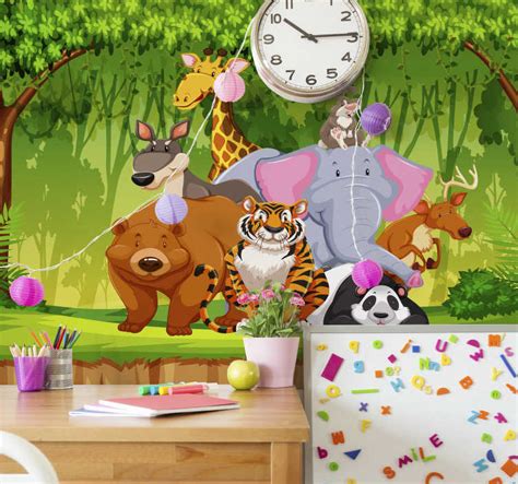 Children's Wild Animals Wall Murals - TenStickers