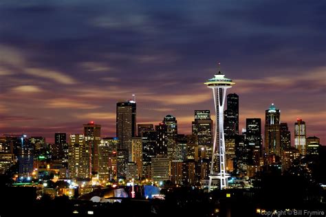 Seattle skyline at night Space Needle