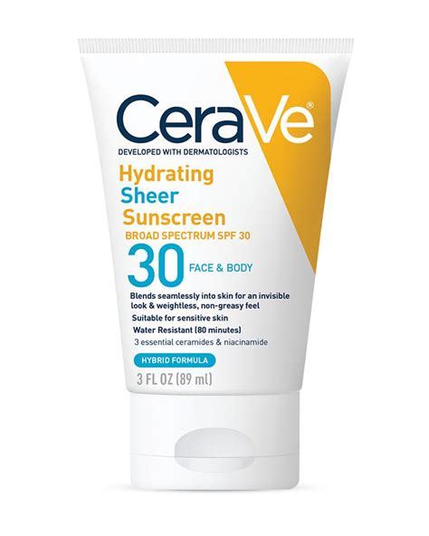 Hydrating Sheer Sunscreen Broad Spectrum SPF 30 | CeraVe