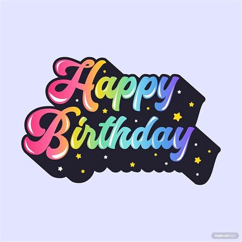 Rainbow Happy Birthday Text Vector in Illustrator, SVG, JPG, EPS, PNG ...