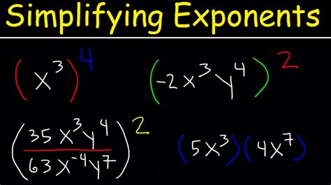 Simplifying Exponents With Fractions, Variables, Negative Exponents, Multiplication & Division ...