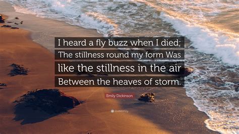 Emily Dickinson Quote: “I heard a fly buzz when I died; The stillness round my form Was like the ...