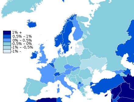 Population density in the European Union and the EFTA countries, along ...