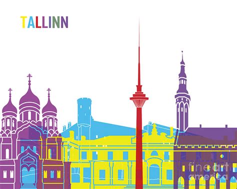 Tallinn skyline pop Painting by Pablo Romero