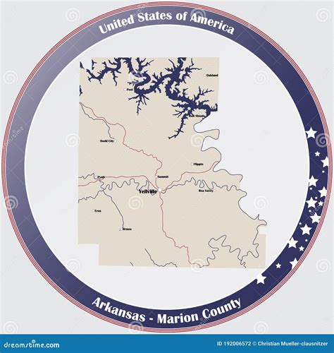 Map of Marion County in Arkansas Stock Vector - Illustration of highway ...