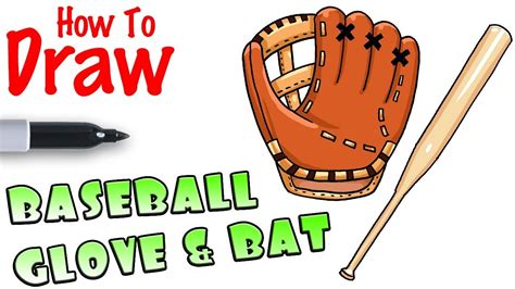 How to Draw Baseball Glove and Bat - YouTube