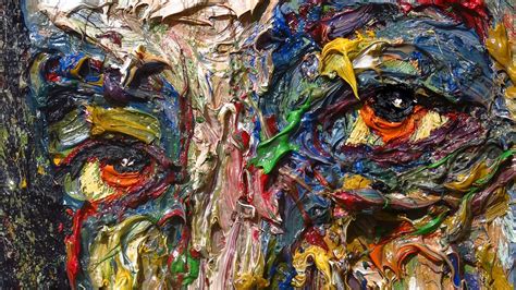 m942 original modern oil painting large impressionist art impasto face 3D texture painter artist ...