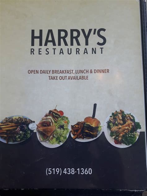 Menu at Harry's Restaurant, London