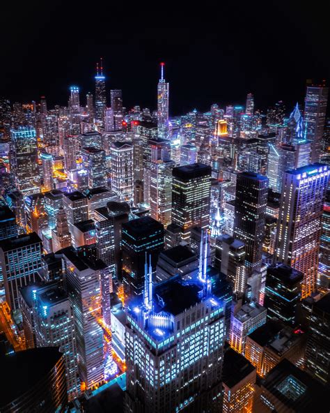 Aerial View Of City Buildings At Night · Free Stock Photo