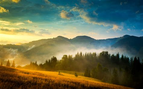 Photo Ukraine Carpathian Mountains Nature Sky Sunrises and 3840x2400