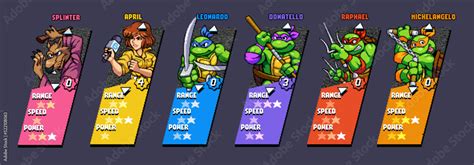 Set of characters from Teenage Mutant Ninja Turtles Shredder's Revenge modern video game in 16 ...