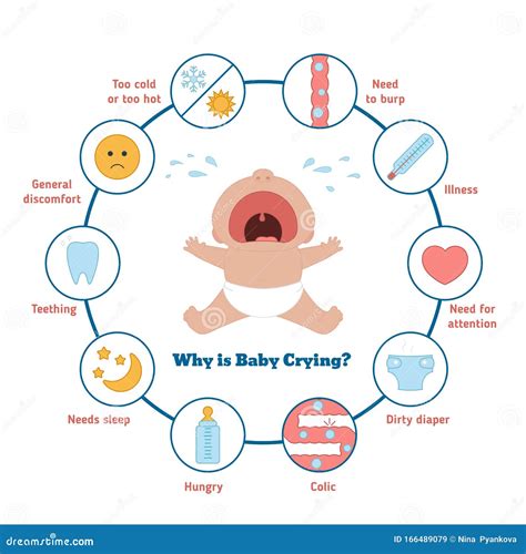 Reasons Baby Boy Is Crying Infographic Poster Vector Illustration | CartoonDealer.com #78738700