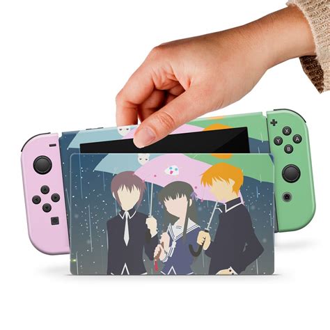 Anime Switch Skin Nintendo Switch OLED Pink Decal Switch Skin Green Patttern Skin for Nintendo ...