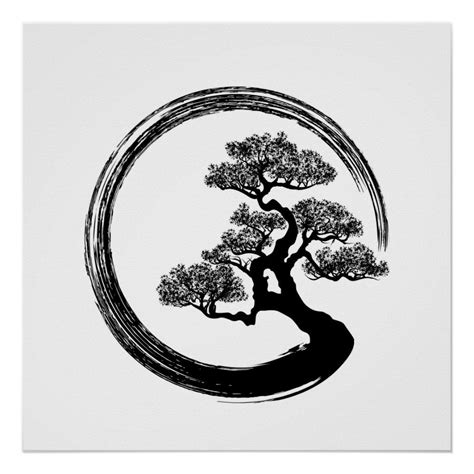 Enso Zen Circle and Bonsai Tree Poster | Zazzle | Bonsai tattoo, Tree tattoo designs, Bonsai ...