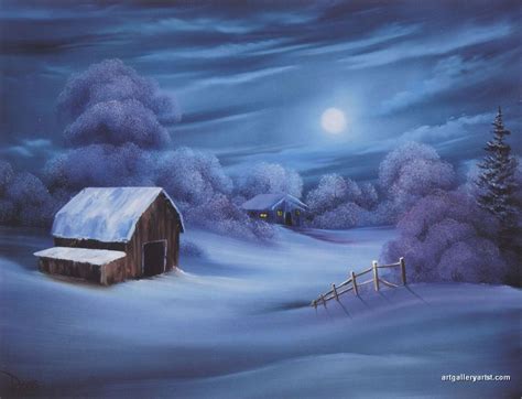 Bob Ross evenings - nice winter scene for something like the ''night ...