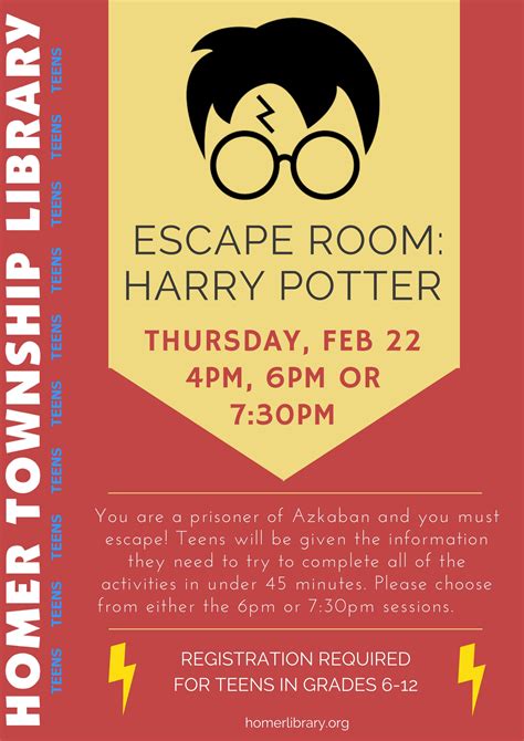 ESCAPE ROOM: HARRY POTTER | Homer Township Public Library District