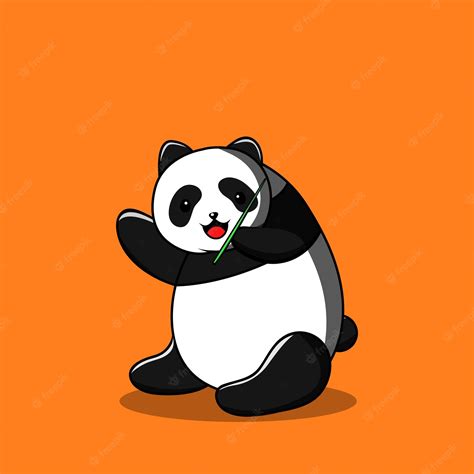 Premium Vector | Cartoon illustration of panda eating bamboo