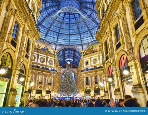 The Galleria Vittorio Emanuele II Illuminated by Christmas Lights and a ...