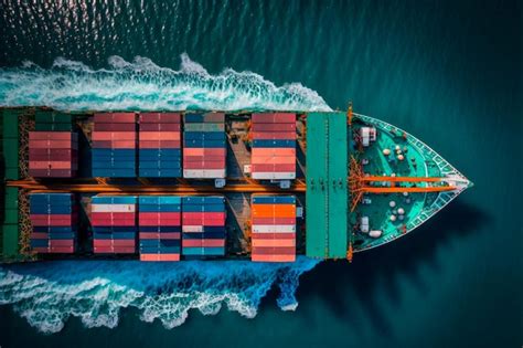 Premium Photo | Aerial view of a container ship transporting cargo as ...