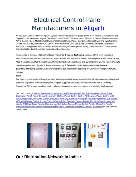 Electrical control panel manufacturers in aligarh by Dheeraj bhardwaj - Issuu