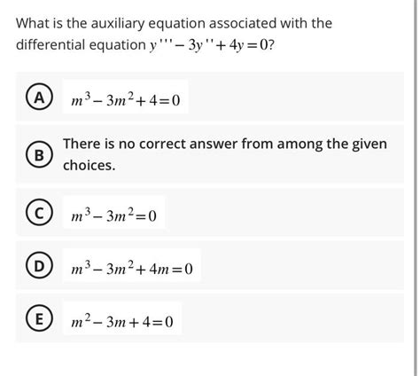 Solved What is the auxiliary equation associated with the | Chegg.com