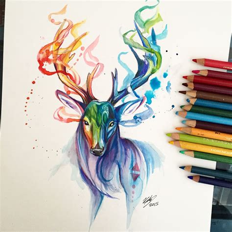 Phantom Stag - Print from Katy Lipscomb | Colorful drawings, Color pencil drawing, Watercolor ...