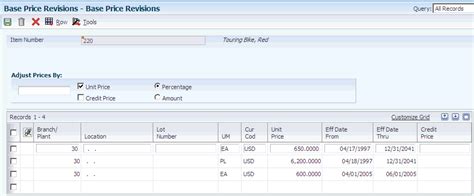 Setting Up Base and Standard Pricing