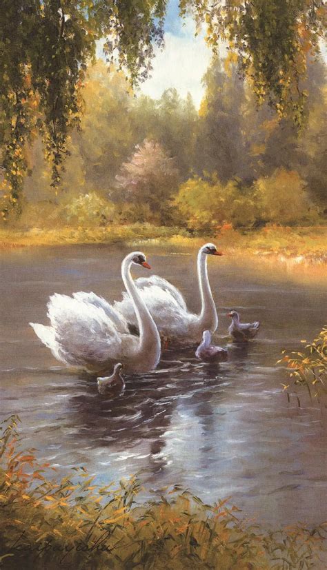 HD Canvas print Wall art swan swimming Birds Animals posters beautiful ...