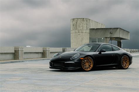 Royal Look of Black Porsche 911 on Matte Gold ADV1 Wheels — CARiD.com ...