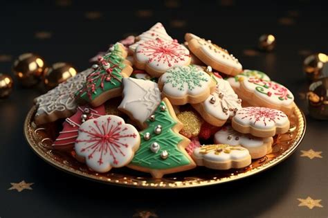 Premium AI Image | Christmas cookies in various shapes nd colors arra ...